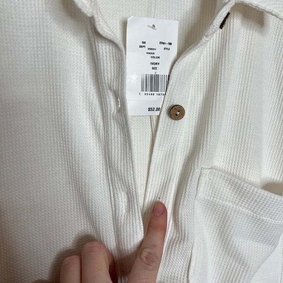 NWT WHite Waffle Knit Button Up LAST CALL - Picture 3 of 7